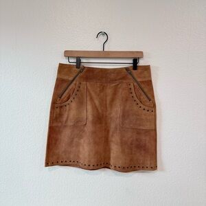 Pam & Gela Tan Suede Mini Skirt with Stud Accents in color Camel